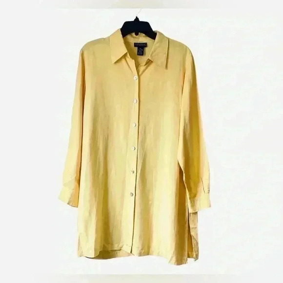 Dialogue Women’s Linen Blend tunic Top dress shirt  & tank top  set of 2  medium - Picture 1 of 12